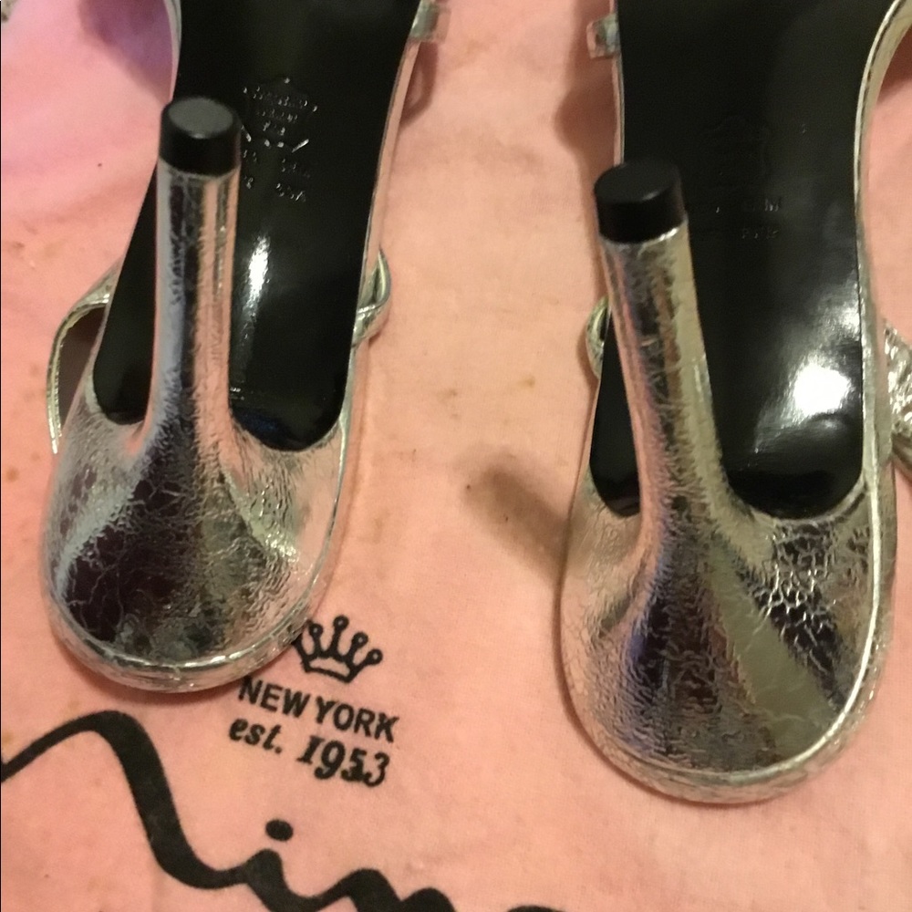 Nina Silver Metallic Slingback Heels - Picture 2 of 4
